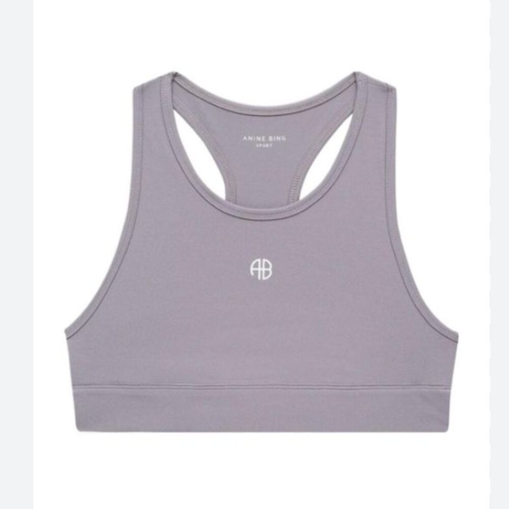 Anine Bing Sport Bra Logo in Purple S Small